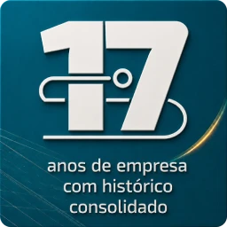 Selo 17 anos de empresa com histórico consolidado