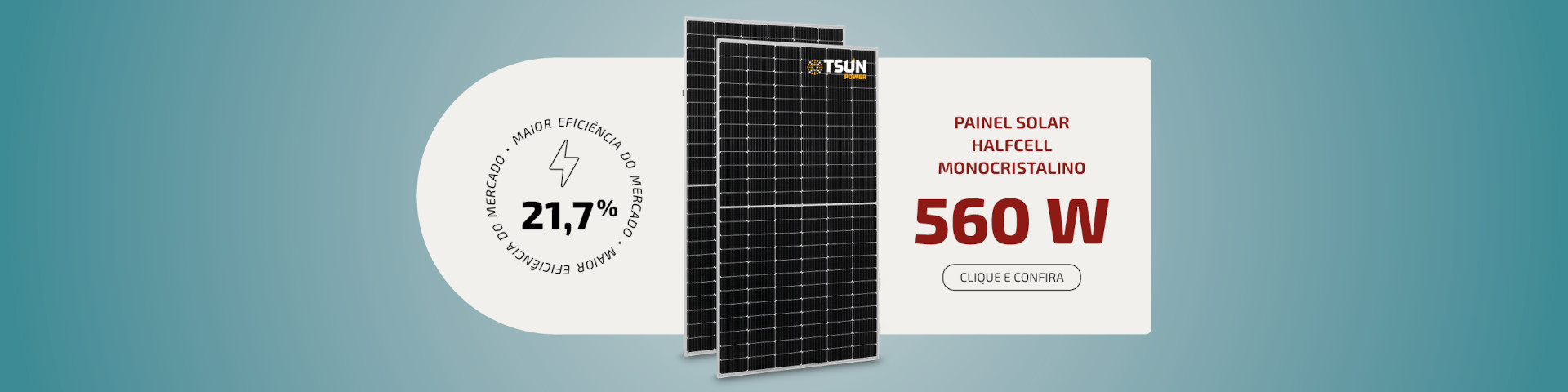 Banner Painel Solar Half Cell Mono Cristalino 560W